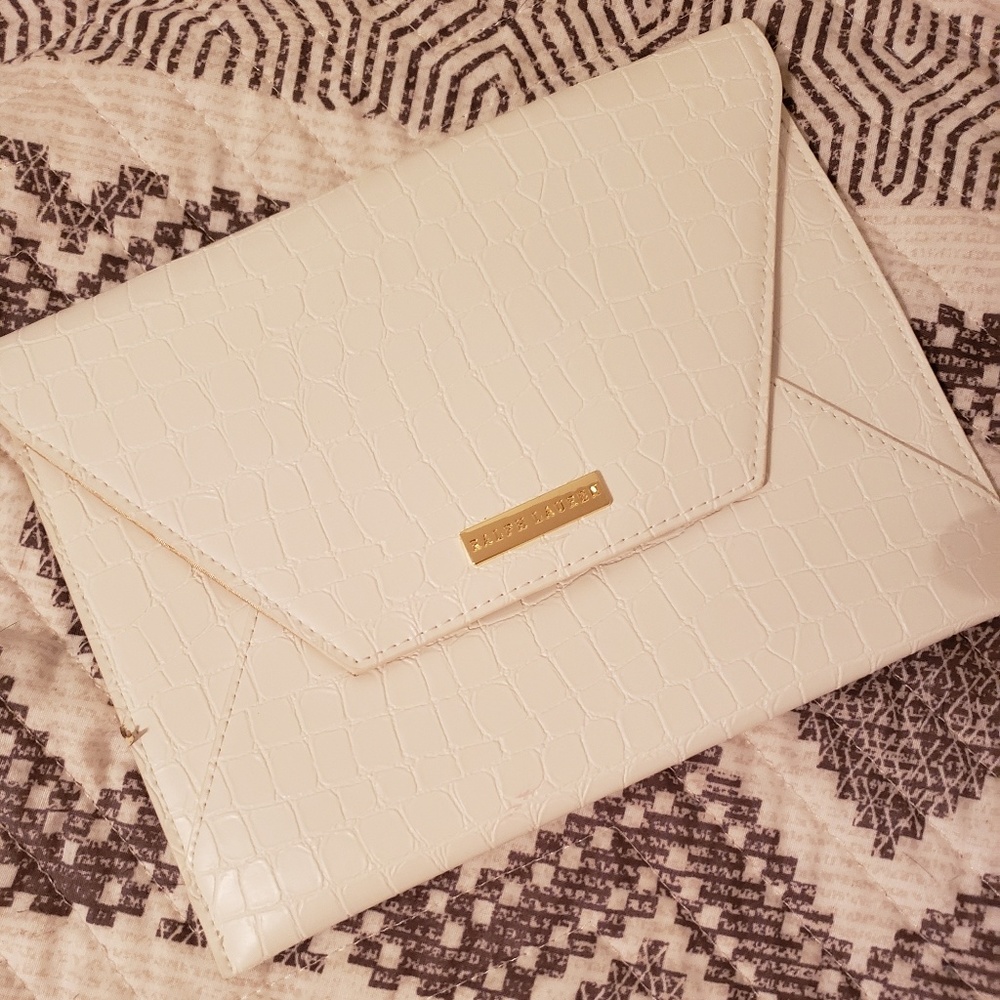 Ralph Lauren White Leather Clutch